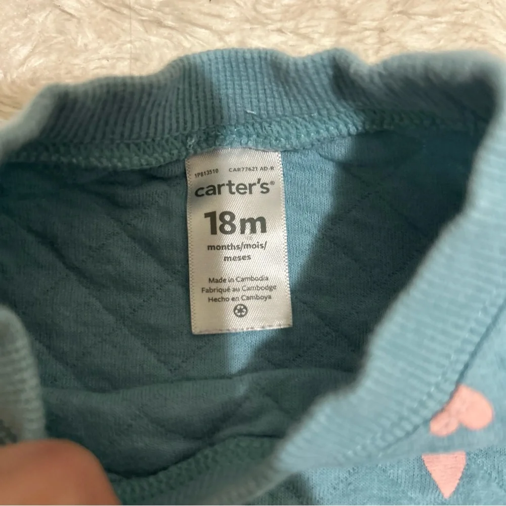 5/$30 🎈 Carters heart patterned quilted jumpsuit size 18 months
